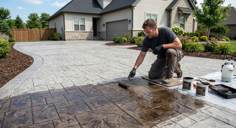 Concrete Driveway Staining in Corpus Christi, TX