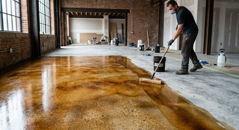 Stained Concrete Installation in Dallas, TX