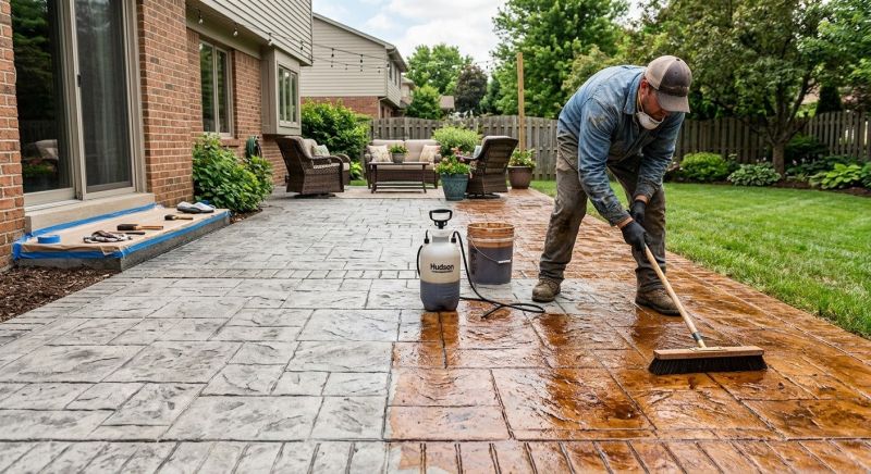 Stamped Concrete Staining in Dallas, TX